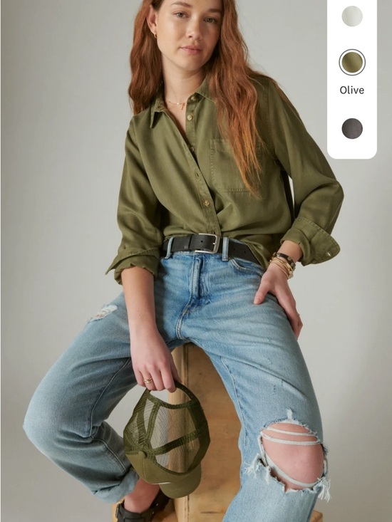 Lucky Brand Tops - Lucky Brand Olive Button-Down Shirt